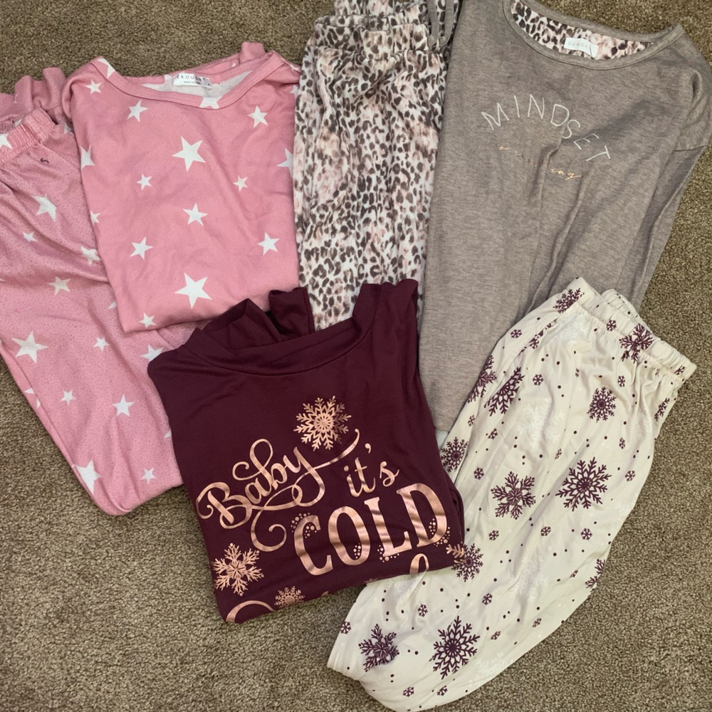 Cozy Pajama Set with Pink and Gray Tones